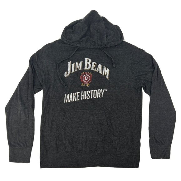 Jim Beam Shirt Mens S Charcoal Gray Long Sleeve‎ Hoodie Make History - Picture 1 of 9